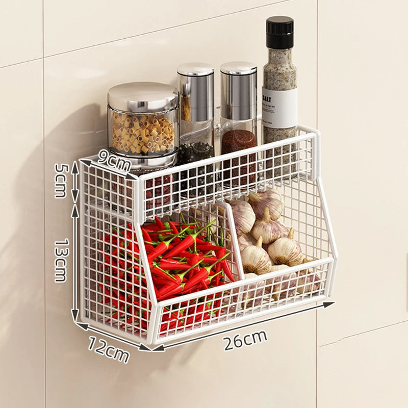 Vegetables Fruits Suitable Home Organization Wall Mounted Kitchen Qme 1 White