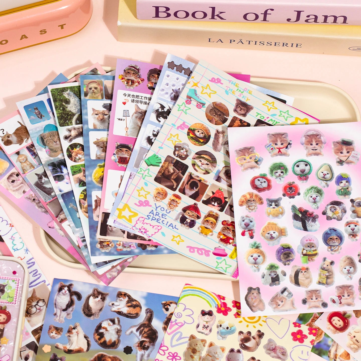 20/40Pcs Cat Daily Series Cute PET Die Cut Stickers Book for Handmade Scrapbooking Japanese Stationery Supplies Decorative Diary Qme