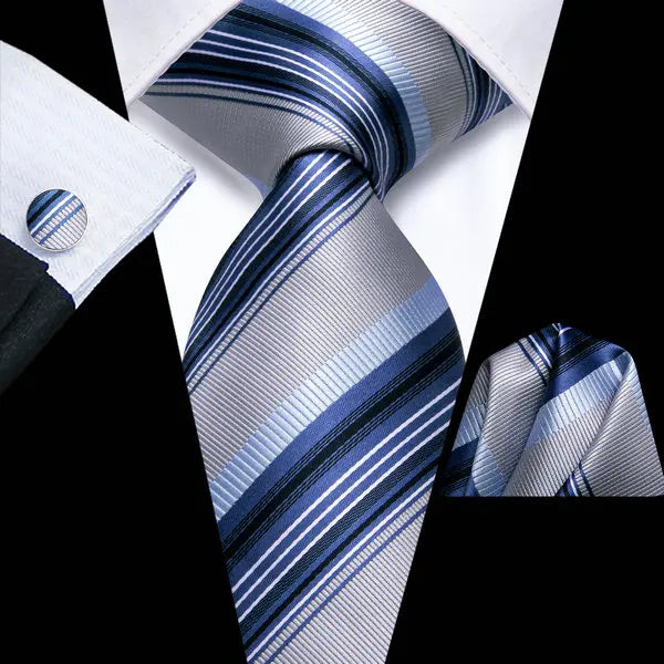 Professional Mens 3-Piece Suit Set: Necktie, Pocket Square & Cufflinks, Classic Design for Wedding Qme DPTH-LDSN3922