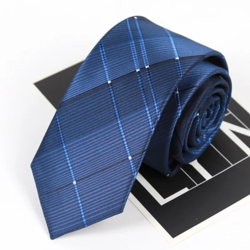 Mens Classic Tie Striped Skinny Necktie Polyester Ties Man Plaids Qme