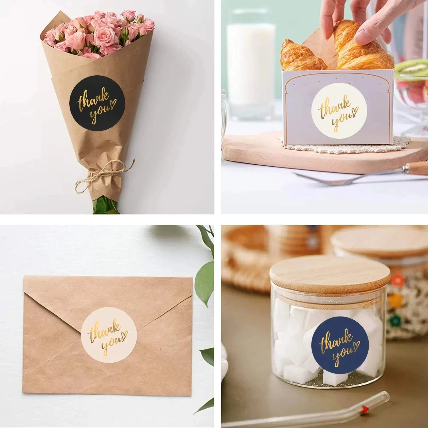500Pcs 1inch Thank You Stickers For Envelope Sealing Labels Stationery Supplies Handmade Wedding Gift Decoration Sticker New Qme
