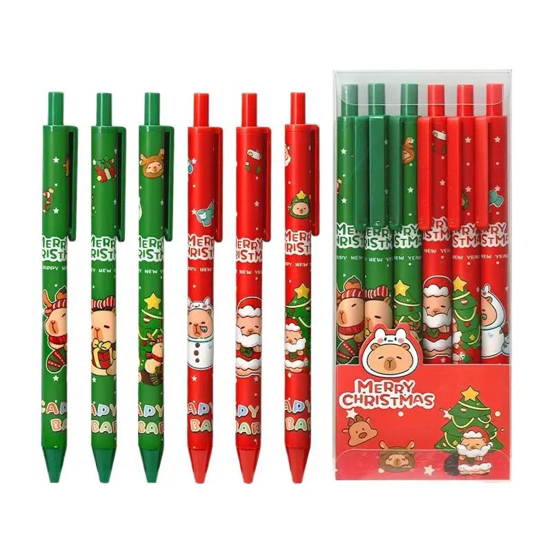 Cute Christmas Capybara Pens Cartoon Santa Claus Snowman Elk Pressing Qme