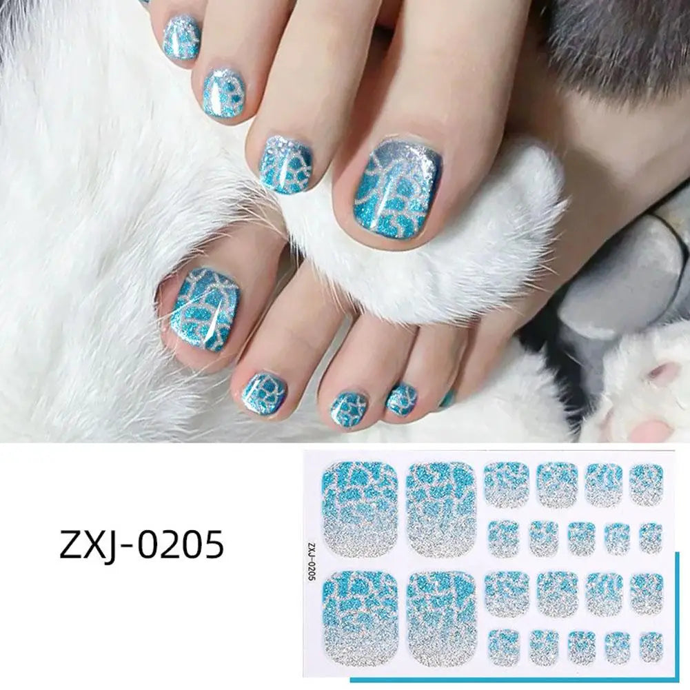 22 Srtips/sheet Toenail Semi Cured Gel Nail Wraps Long Lasting Full Cover Nail Gel Sticker Press on Nails Wraps Manicure Qme H CN