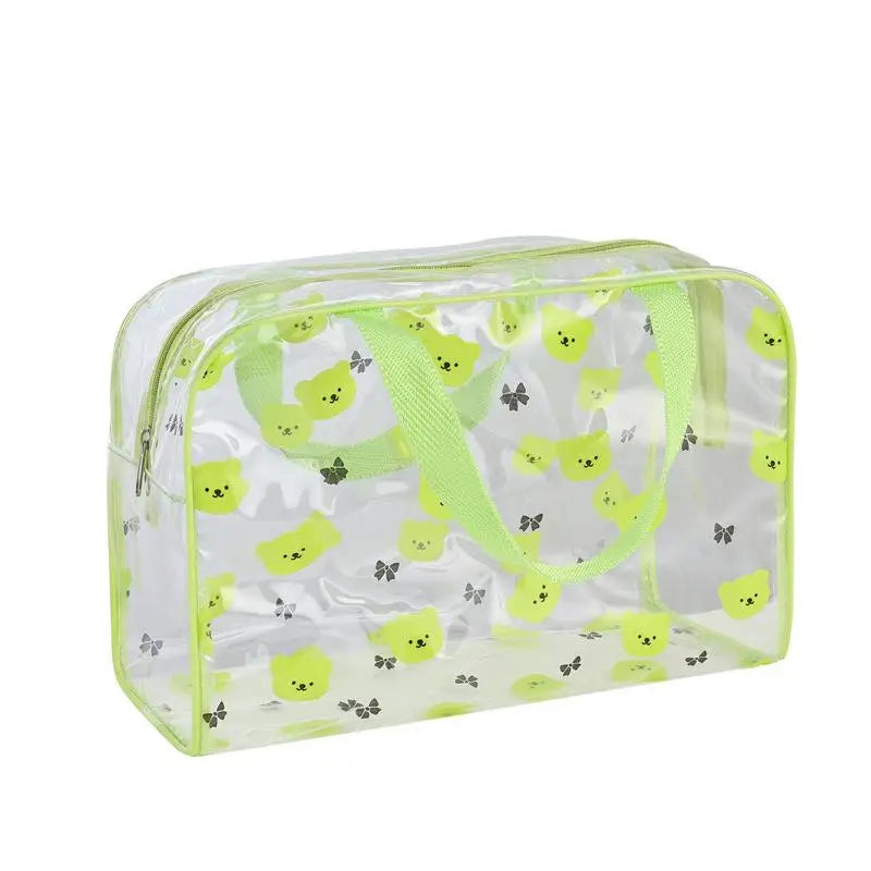 1Pcs Portable Cosmetic Organizer Large Capacity Transparent PVC Printed Toiletry Bag Travel Toiletry Make Up Bag Qme A4