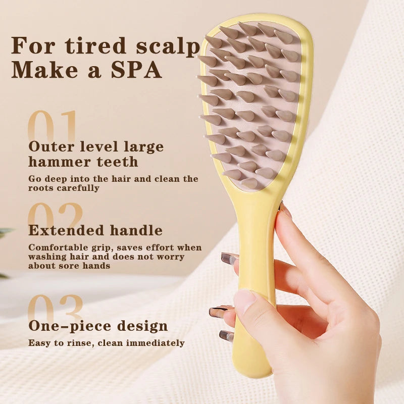 Shampoo Comb Coarse Teeth Long-handle Silicone Massage Tool Fluffy Qme