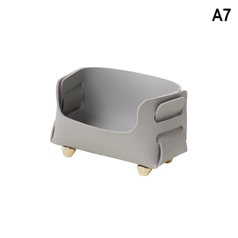 PU Business Card Holder Desktop Sign Display Stand Storage Qme A7