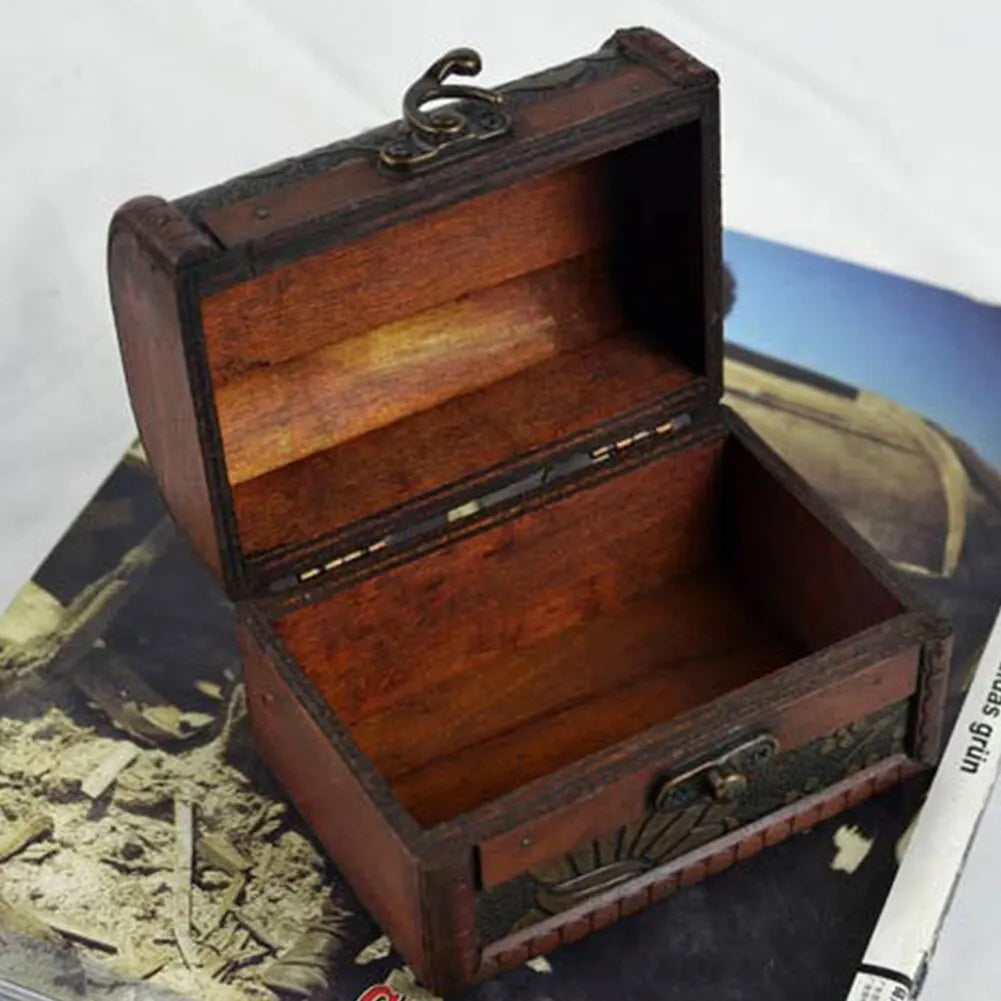 European Style Retro Wooden Lockable Storage Box Home Storage Box Wooden Box Decorative Decorations Secret Room Escape Props Box Qme