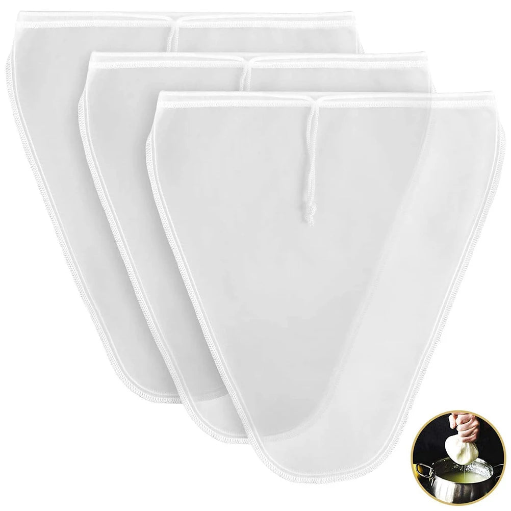 3Pcs Filter Bags Nut Milk Bag Strainer Cloth Fine Mesh Juice Filter Bag for Production Vegan Nut Milk Almond Milk Filter Bags Qme
