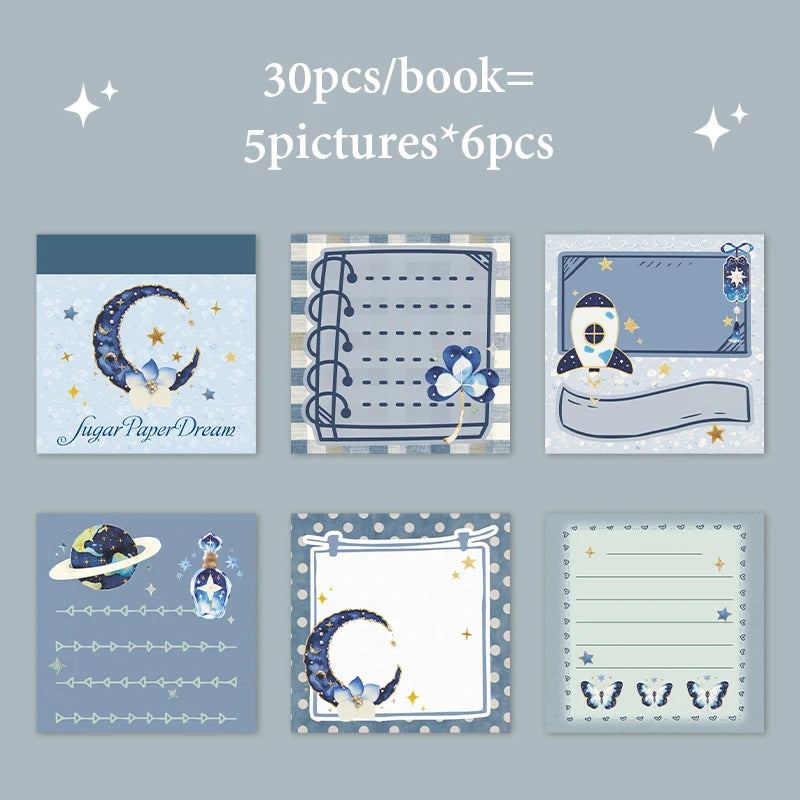 Vintage Fairy Tale Notepad, Large Capacity with Assorted Patterns, Cute Cartoon Journal Base Paper for Notes and Daily Messages Qme F
