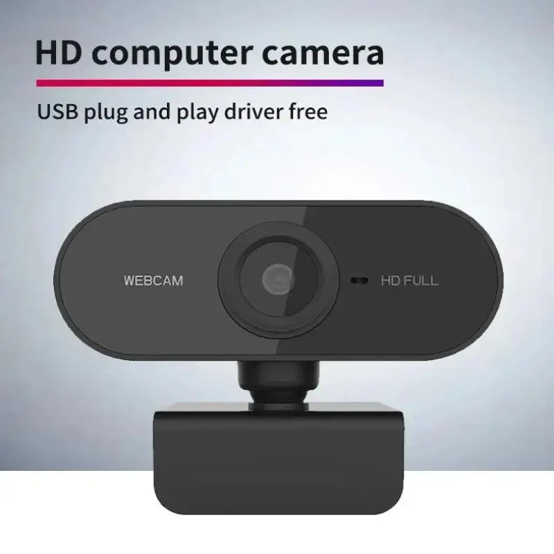 USB Webcam Desktop Built-in Mic Plug Play 360 Rotatable Work Home Qme