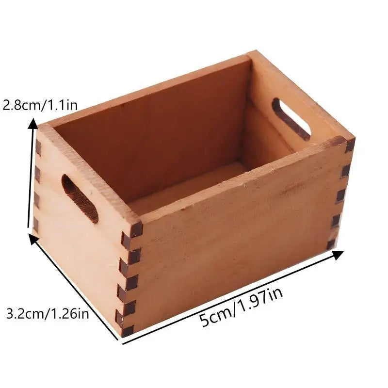 1 12 Dollhouse Mini Wooden Storage Basket Simulation Furniture Model Qme A2