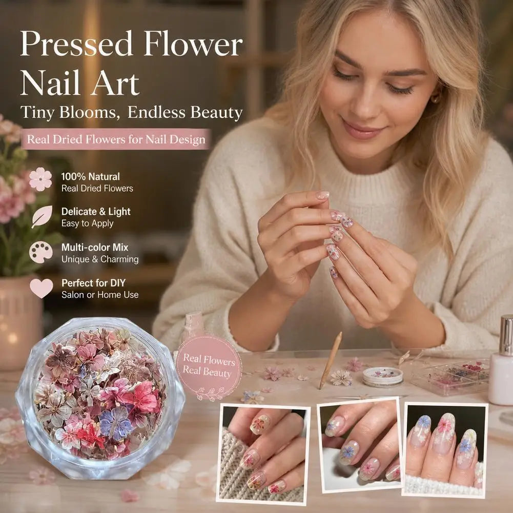 1 Box 3D Dried Flowers Nail Art Stickers Decals Mix Tiny Floral Petals Colorful Flower For Nails Crafts DIY Manicure Decorations Qme
