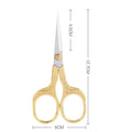 Kawaii Titanium Color Scissors Vintage Stainless Carved Cutting and Sewing,Thread Scissors, Sewing Tools,Cute Stationery Qme GoldGold