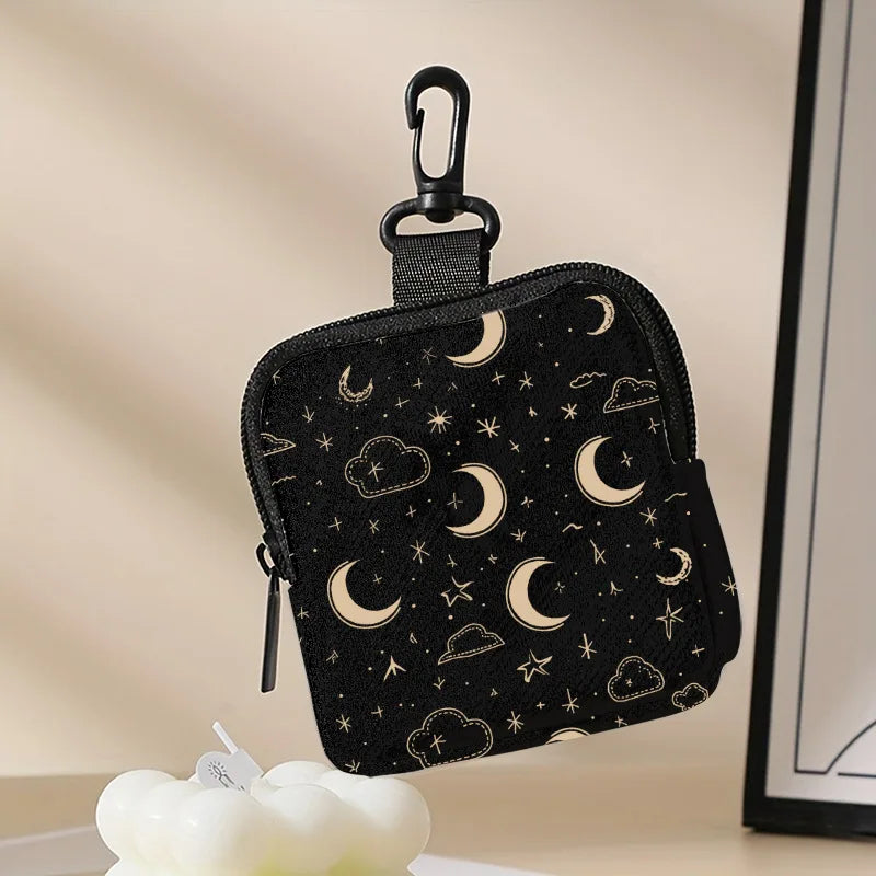 Compact Synthetic Leather Purse Galaxy Printed Waterproof Earbag Qme