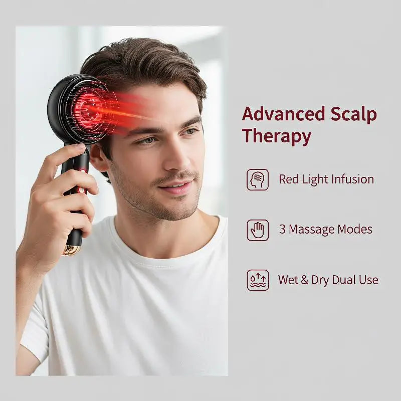Electric Head Massage Comb Rechargeable 630nm Red Light Scalp Qme