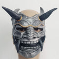 Japanese Horror Legend Hannya Resin Latex Mask Cosplay Ghost Demon Samurai Noh Kabuki Red Prajna Halloween Masquerade Party Prop Qme Latex Silvery