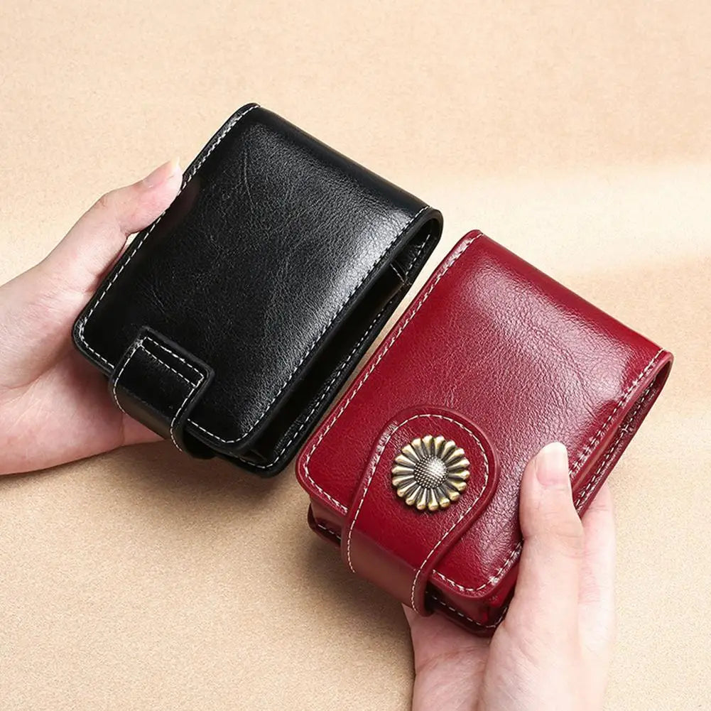 Lipstick Cosmetic Bag Mirror Portable Button Women's Makeup Storage Qme