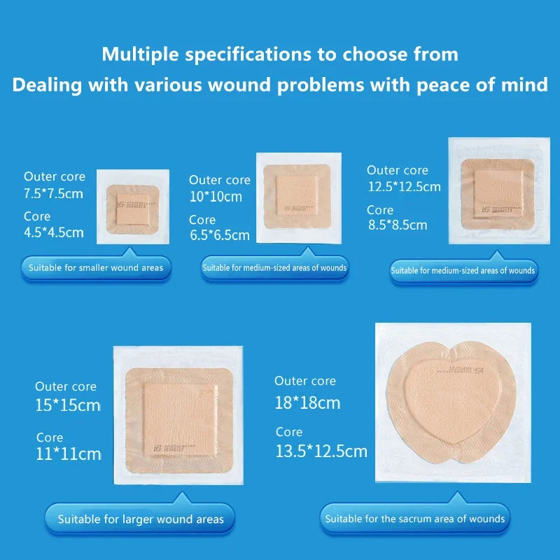 5 Sizes Foam Dressing Border Pressure Ulcer Patch Adhesive Sterilized Qme