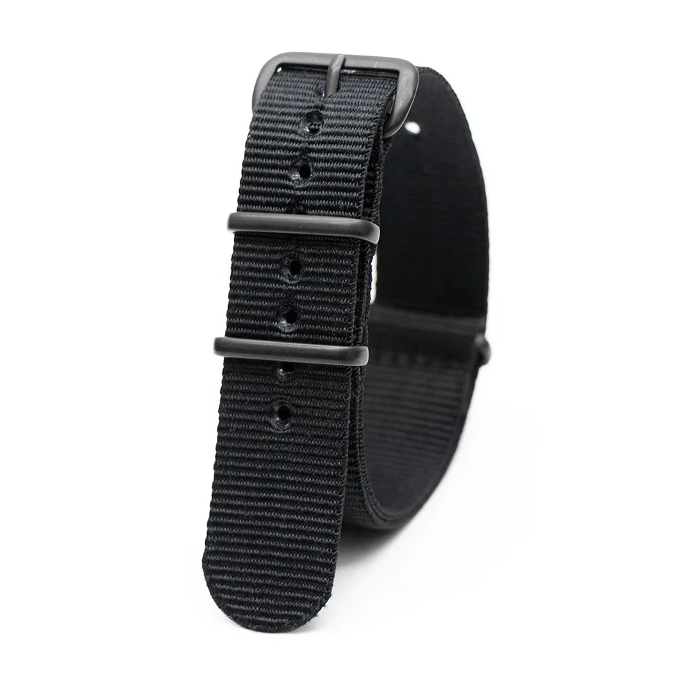 Sports Watch Band Nylon Strap Stainless Steel Black Frosted Buckle Adjustable 18MM 20MM 22MM 24MM Unisex Replacement Wristband Qme