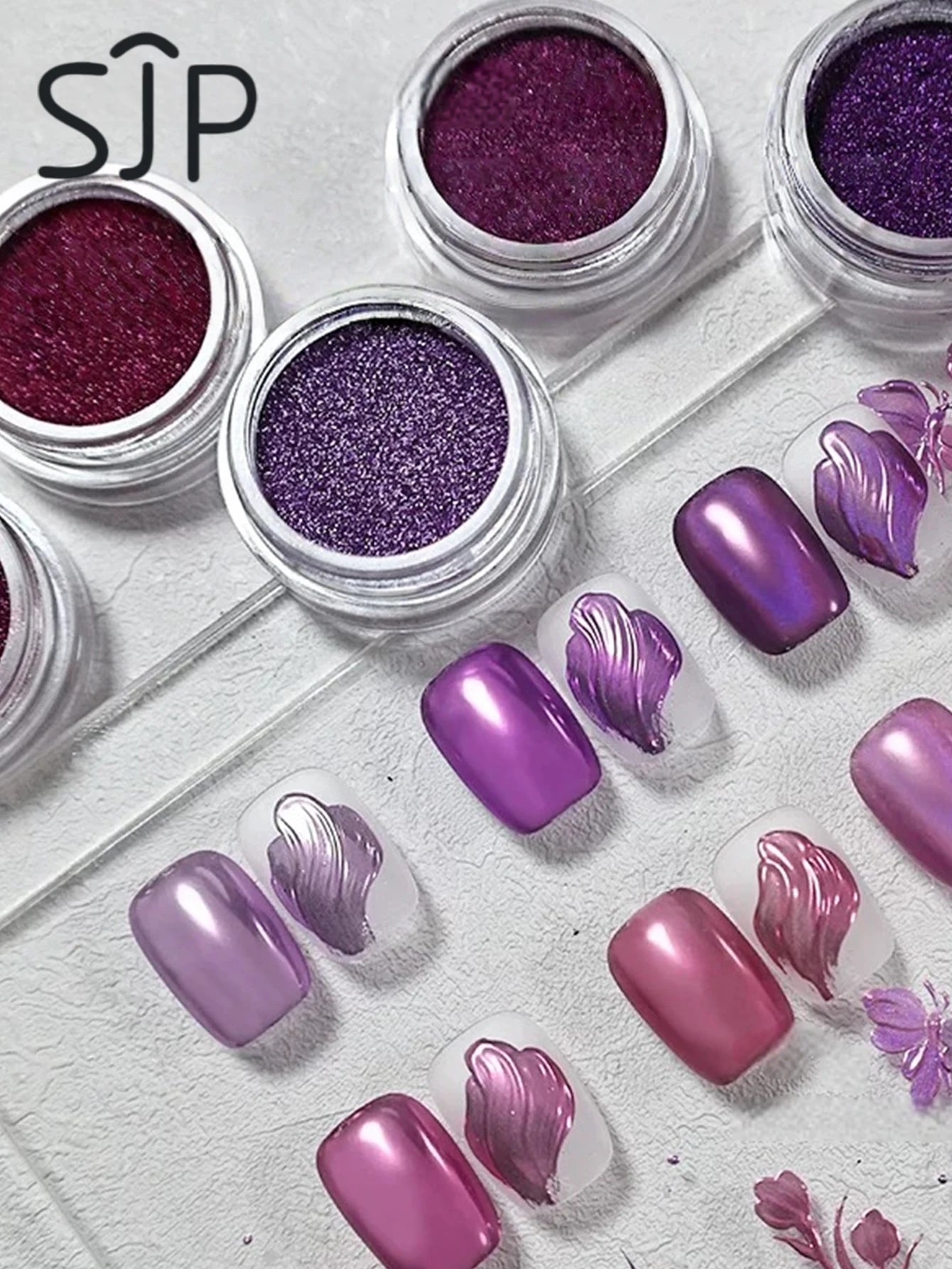 6-piece Electric Purple Series Nail Mirror Magic Powder Chrome-plated Qme