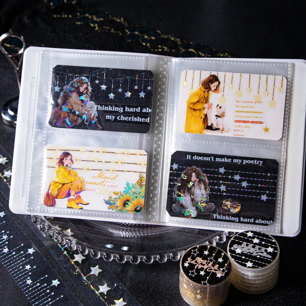 1 Roll Glitter Star String Light Fringe Themed Decorative Tape for Scrapbooking DIY Frame Collage Laptop Phone Cup Luggage Guita Qme