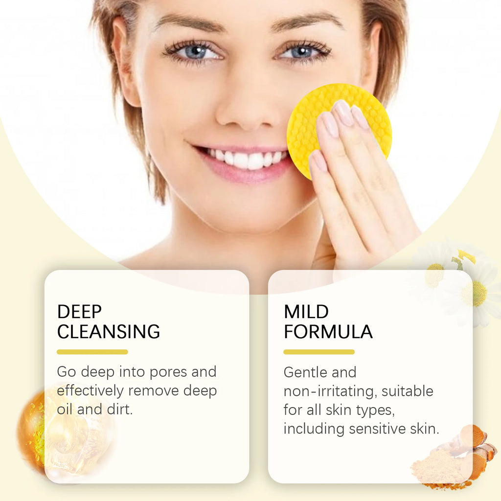 Turmeric Kojic Acid Cleansing Pad Pore Cleanser Makeup Remover Exfoliator Oil Control Brightening Smooth Facial Washing Sponge Qme