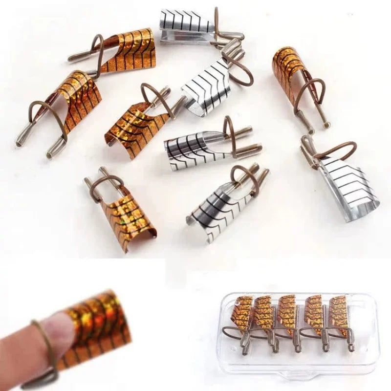 5/10pcs mix color Reusable Aluminum Nail Extensions Pallets Tips Forms Nail Art UV Gel Builder Adjustable Guide Stencil Manicure Qme