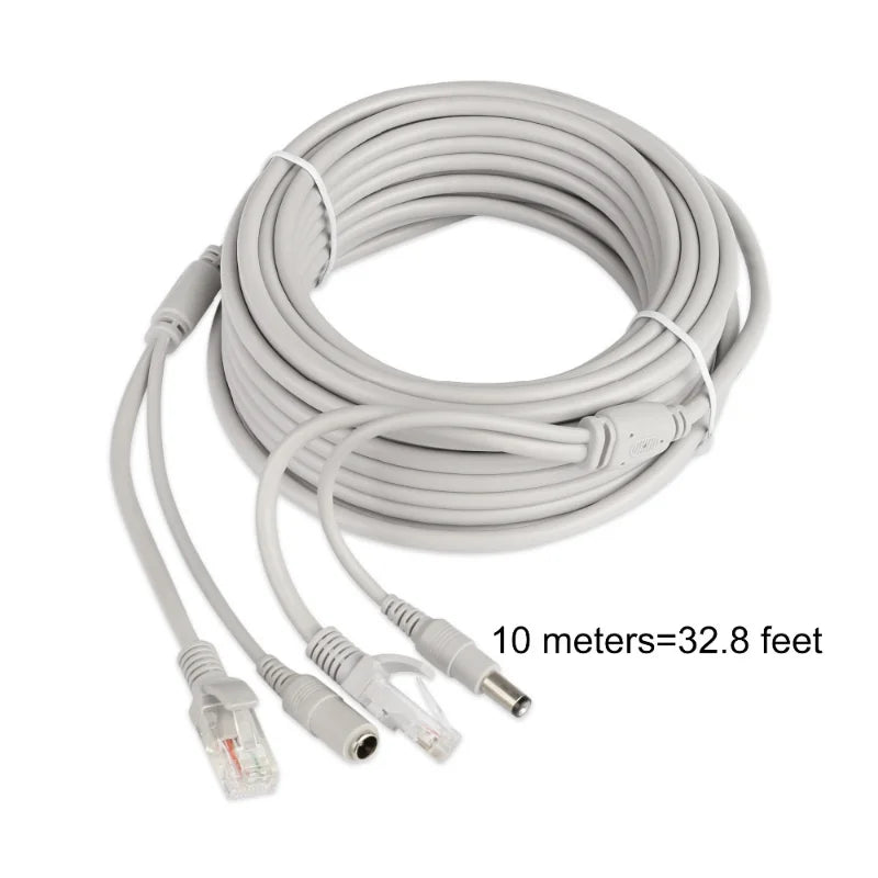 ESCAM 30m/20m/15m/10m/5m RJ45 + DC 12V Power Lan Cable Cord Network Cables for CCTV Network IP Camera Qme