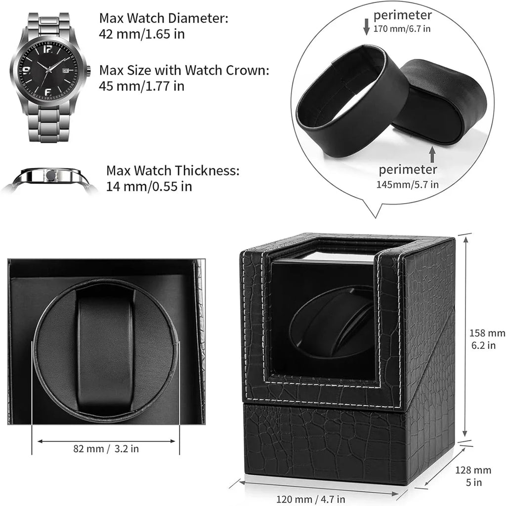 2 Slots Watch Winder for Automatic Watches Watch Box Automatic Winder Use USB Cable for Men with Quiet Motor Qme