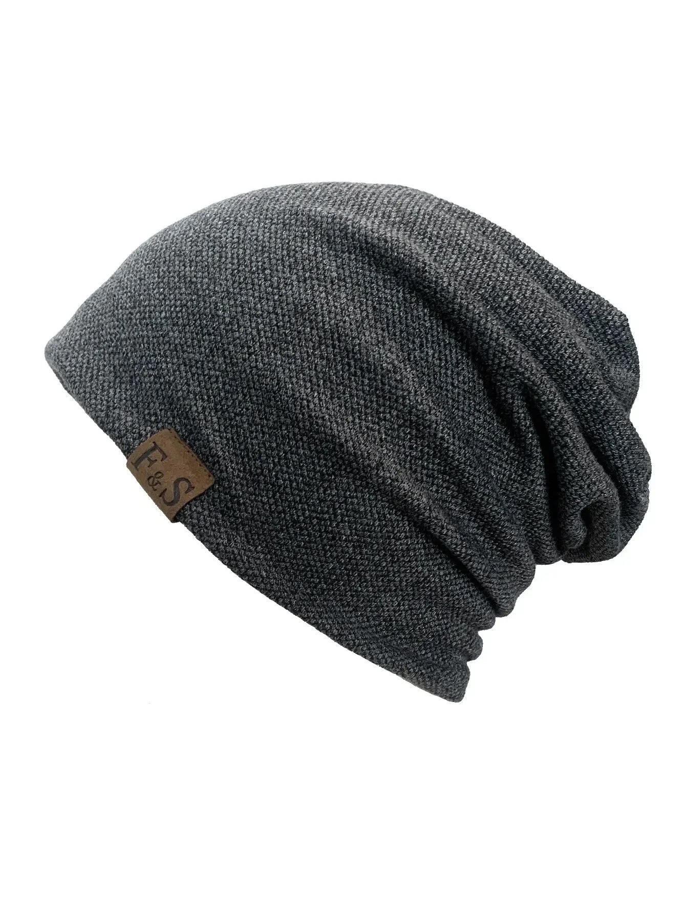 Warm Knitted Beanie Hat Men Women Fashionable Solidhip-hop Qme FS-Dark Gray