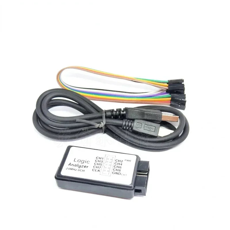 USB Logic Analyzer 8 Channels Can Gather at the Same Time for 24M 8CH Microcontroller ARM FPGA Signal Analyze and Debug Tool Qme black