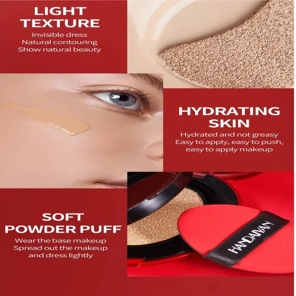  Air Cushion Foundation Light Natural Concealer Red Shell Foundation Natural Brighten Skin Color Long Lasting Makeup Foundation Qme