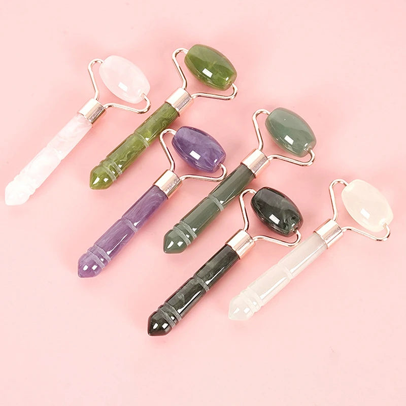 Single Headed Massage Gua Sha Jade Facial Roller Face Lift Up Skin Qme