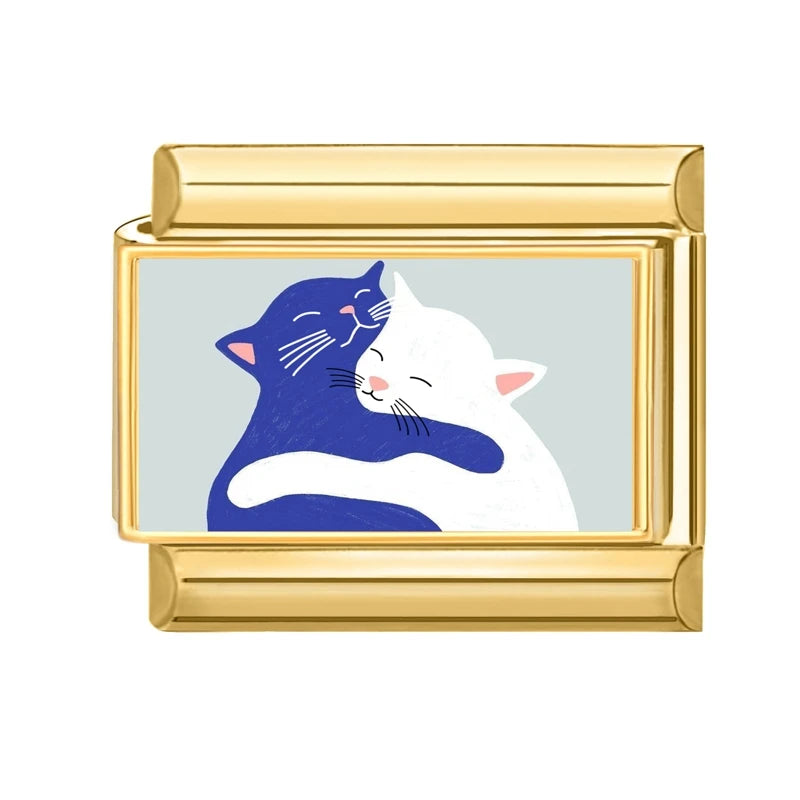 2026 Design Blue Pink Headscarf Kawai Cats Series Italian Charm Links