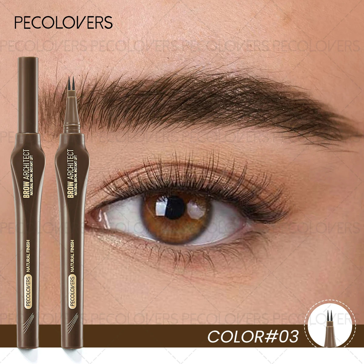 Two-prong Eyebrow Pen Pigmented Mocha Brown Black Sweatproof Qme 03