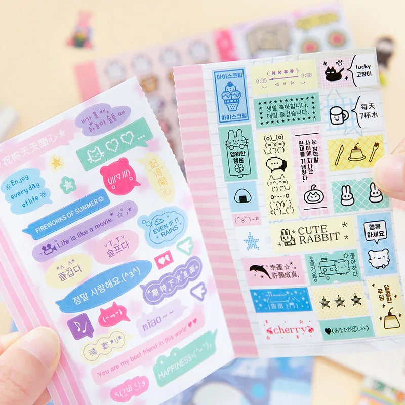 30 Sheets/book Cute Cartoon Pattern Instagram Hand account Scrapbook Sticker Diary Decoration Creation Stationery Stickers book Qme