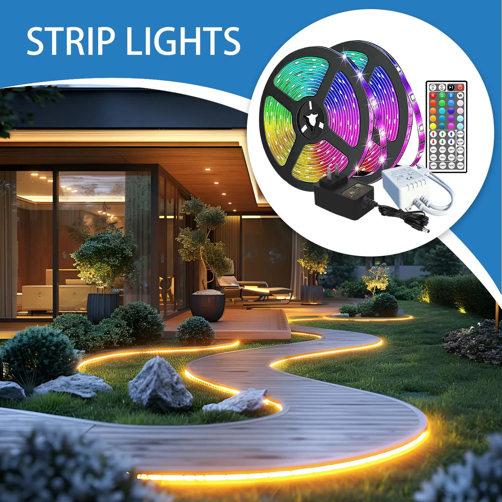 LED Lights Strip Changing 12V Music Syncing Remote Control Adhesive Qme