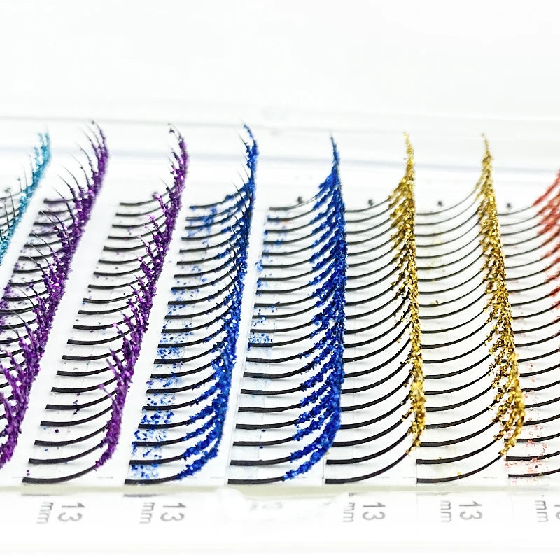NATUHANA Glitter Shiny Colorful False Eyelash Extension DIY Mix Qme