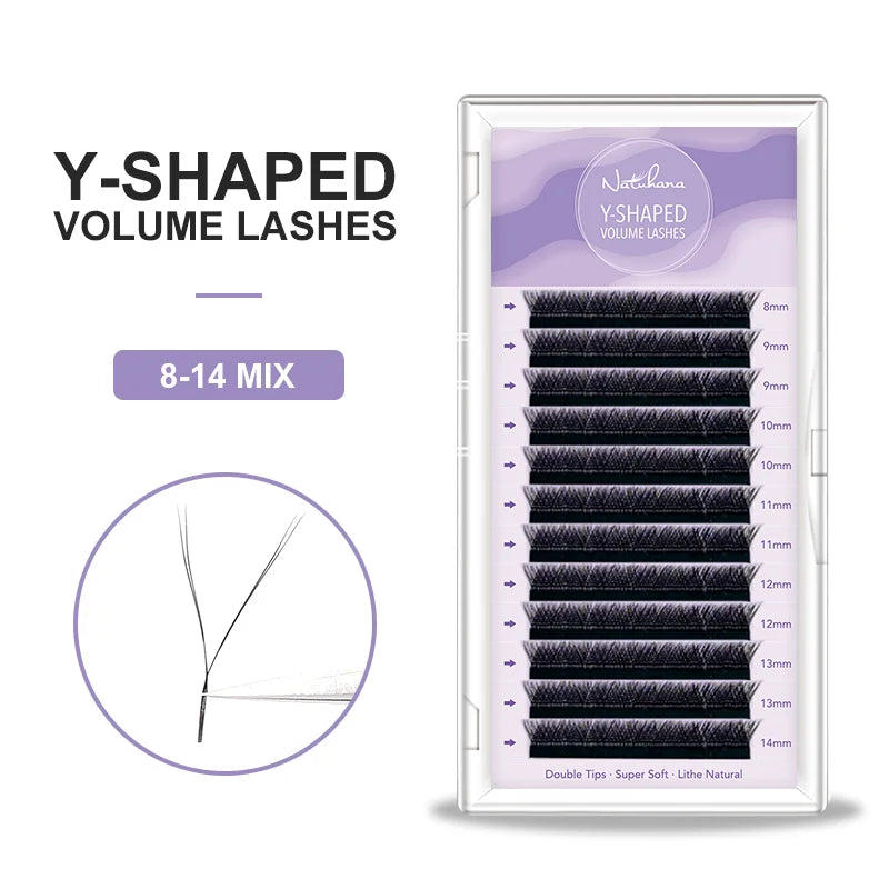 NATUHANA YY Shape Eyelash Extensions C-d Curl Faux Mink Double Tip Qme