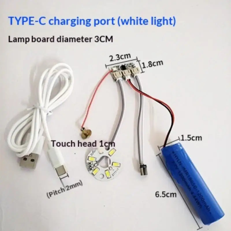 1 Set LED Light Panel Dimming Controller Remote Control 5V Light Source Three Color Change With ON/OFF Touch Switch Charge Typec Qme 3W White light