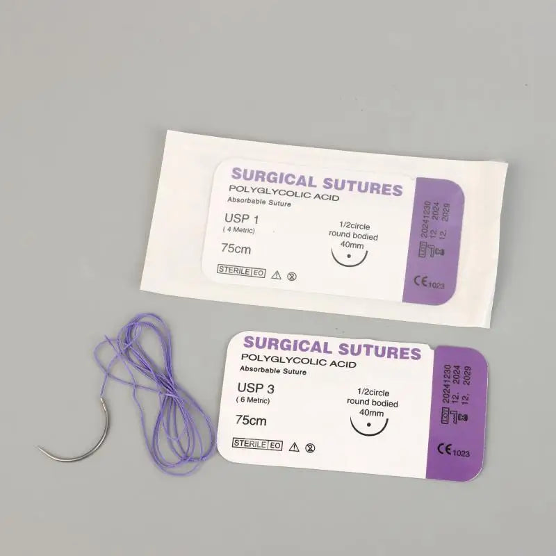 1/5PCS PGA 75CM With Needle 3/0 2/0 0 1 2 3 Absorbable Suture Thread Pet Dog Specific Teaching Demonstrations Exercises Use Qme
