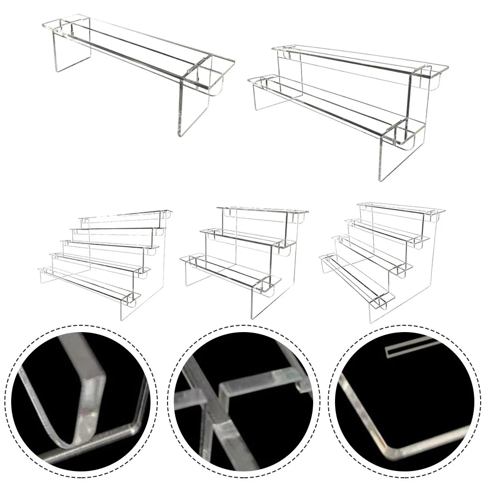 Display Rack Storage Rack Acrylic Transparent Ladder Hand Made Model Small Toys Staircase Figurines Display Stand Decoration Qme