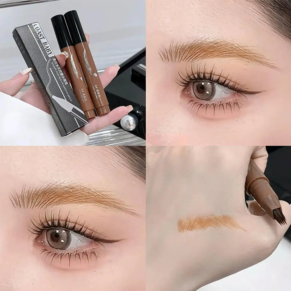 Multi-fork Wild Eyebrow Pen 3D Waterproof Microblading 4 Fork Tip Qme 04 light grey