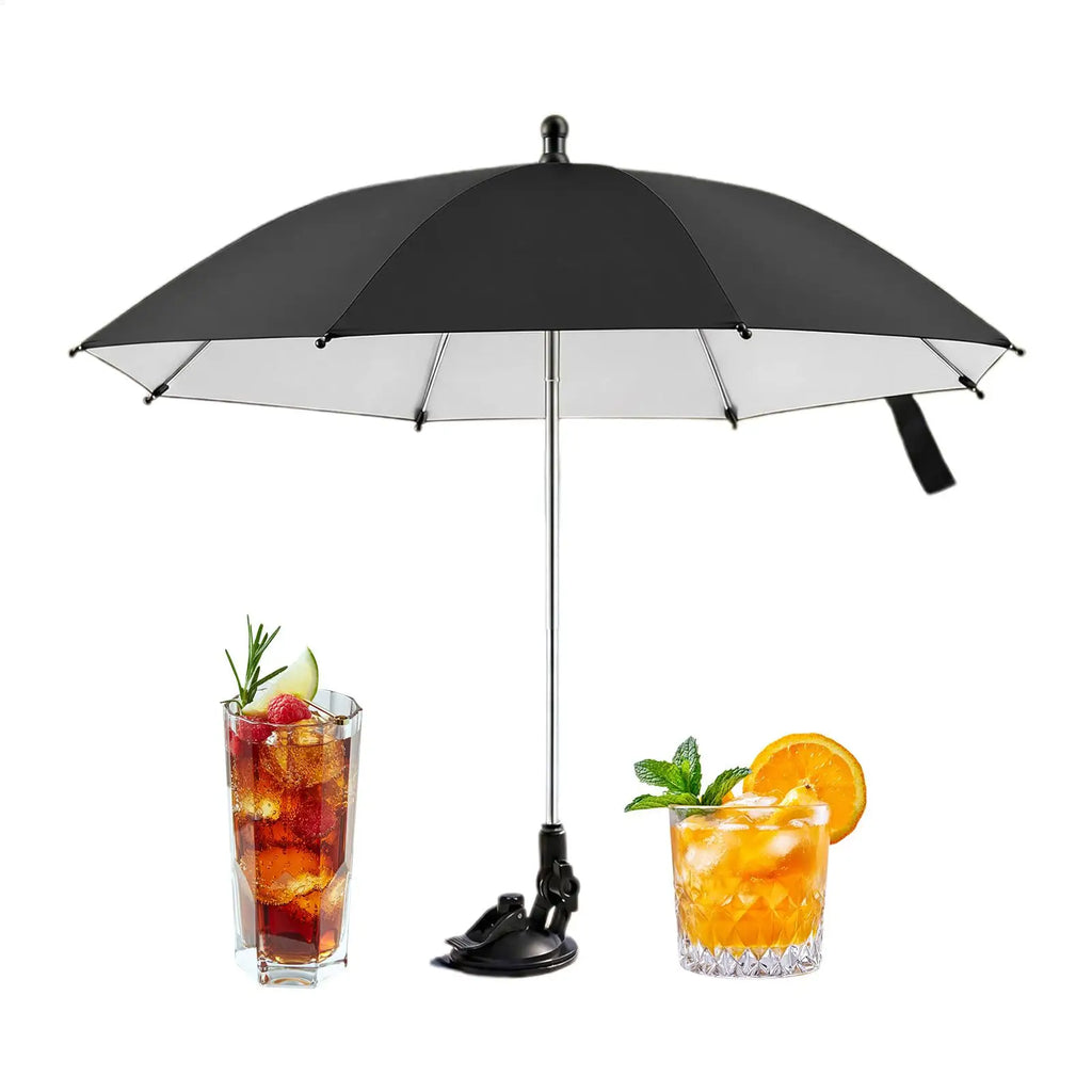 Table Top Umbrella Portable Adjustable Suction Cup Base Sun Protection Mini Drink Umbrella With Base for Terrace Beach Trip Qme