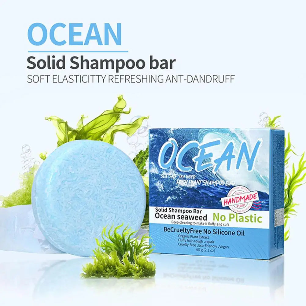 Refreshing Ocean Shampoo Seaweed Essence Handmade Soap Soft And Tough Hair Care Soap Men's Shampoo 1/3/5PCS Qme