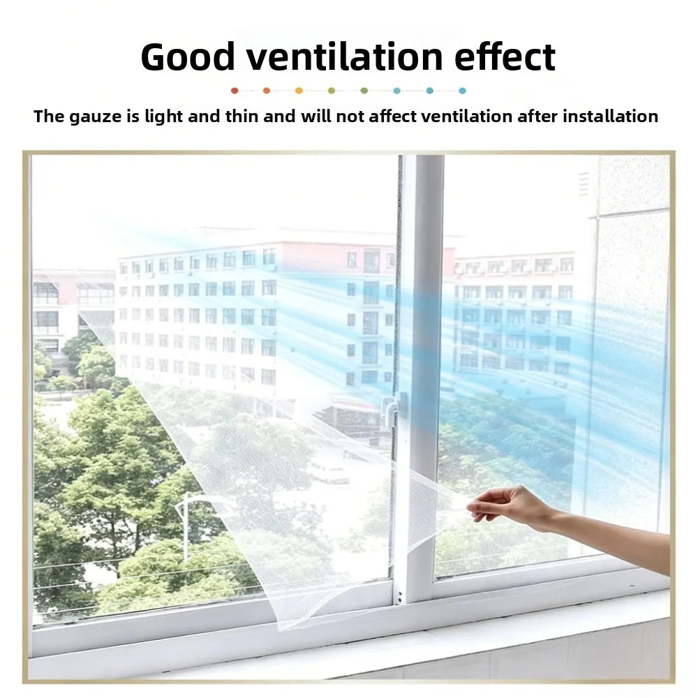 No Drill Self-Adhesive Window Mosquito Net 1PC Anti-Mosquito Screen Ideal for Bedroom Kitchen Outdoor Protection Qme