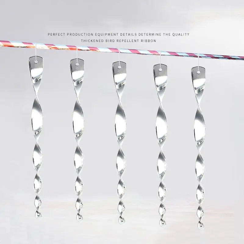 6/10/12Pcs Sparkling Bird Repellent Spiral Reflectors Silvery PS Hanging Deterrents For Garden Scare Away Woodpeckers Pigeons Qme