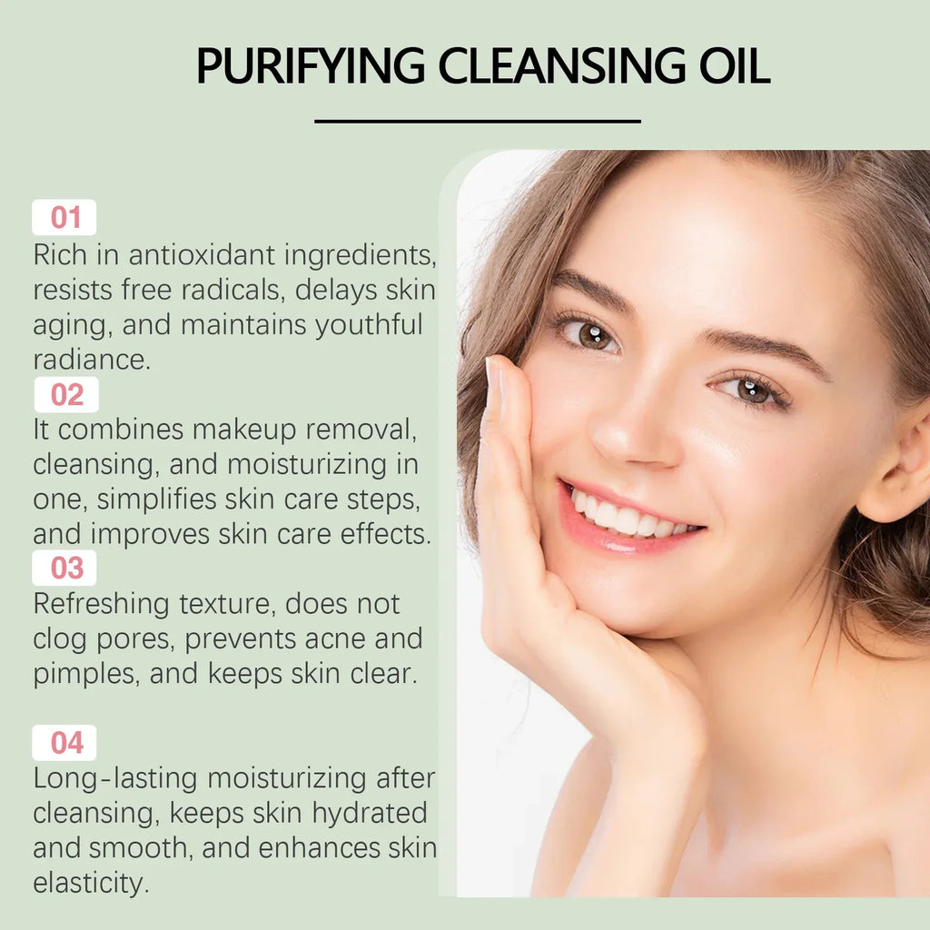 Makeup Removal Oil Non-Greasy Cleanse Purifying Pores Moisturizing Refresher Non Irritating Facial Makeup Remover Cleansing Oil Qme