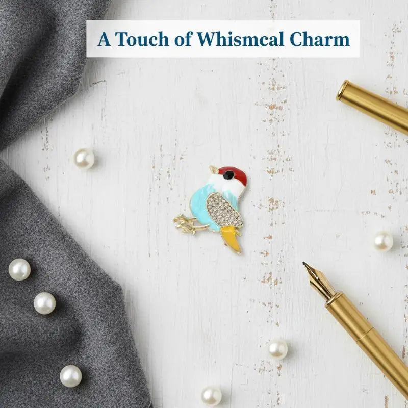Cute Rhinestone Bird Brooch For Women Unisex Enamel Animal Pin Sparrow Lapel Pins Office Party Friend Gifts Jewelry Accessories Qme