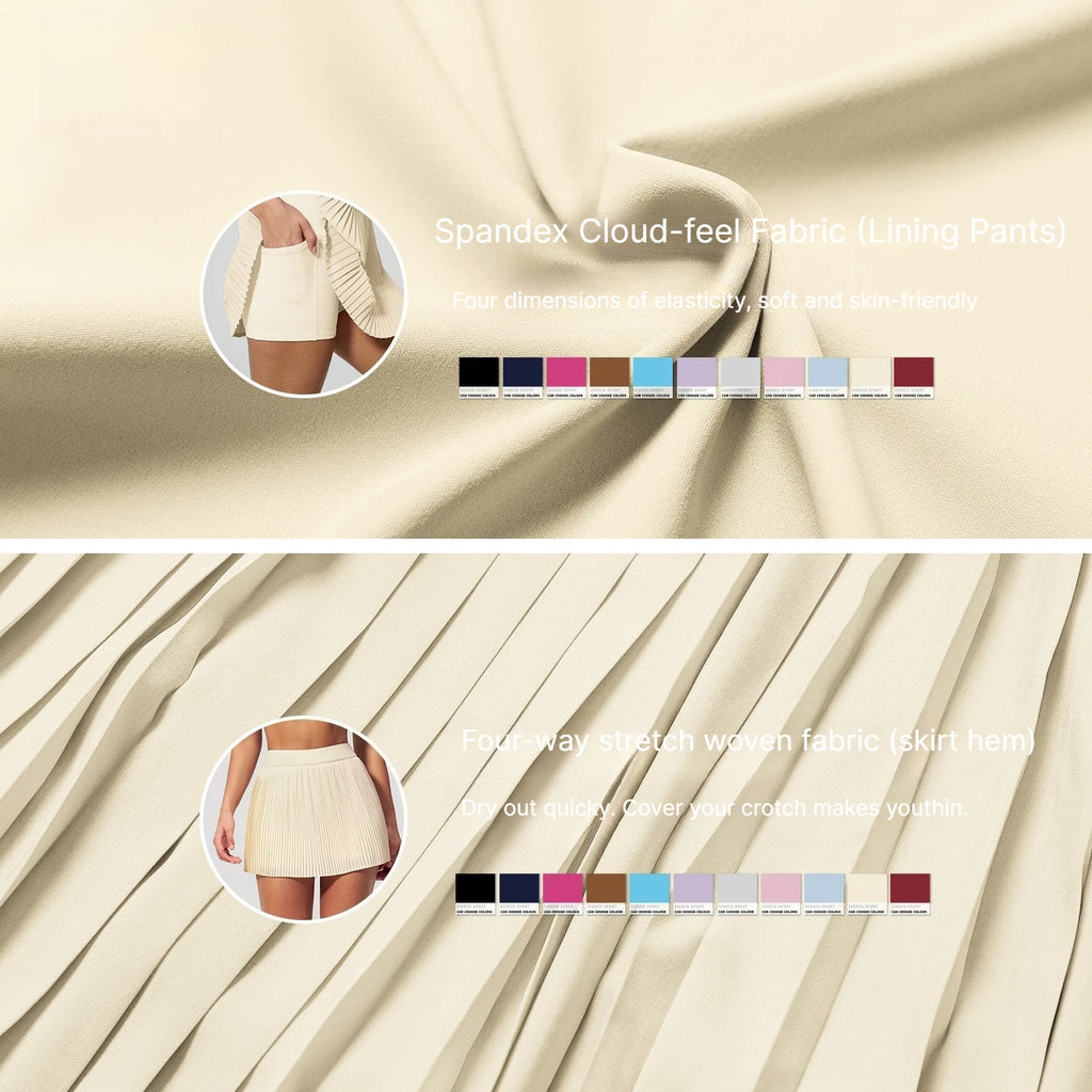 A Organ Pleated Tennis Skirt for Women Fake Two-piece Anti-exposed Sports Fitness Badminton Skirt Golf Skirt Summer Suit Qme